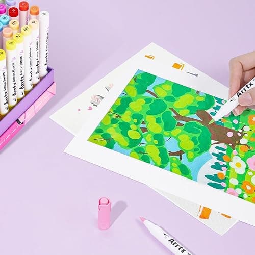 Arrtx Acrylic Paint Markers 60B, Brush Tip Art Markers - Vibrant Colors, Smooth Writing for Rock Painting, Glass, Wood, Ceramic, Fabric & Stone Crafts,Arts & DIY Crafts thumbnail 2