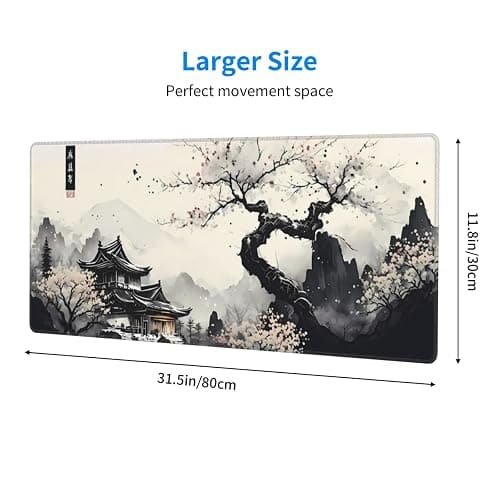 Japanese Mouse Pad, Large Japanese Desk Mat, XL Anime Gaming Keyboard Mat, Non-Slip Rubber Base, Big Extended Desk Protector for Home Office, 31.5”x11.8” thumbnail 3