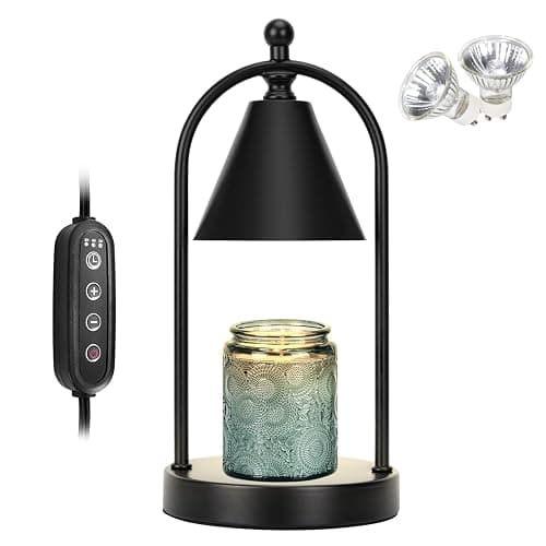 Soilsiu Candle Warmer Lamp with Timer, Electric Black Candle Warming Light for Bedroom, Dimmable Wax Melts Warmer for Home Decor Beside Lamp Gifts for Women (2 Bulbs Included) - Image 1
