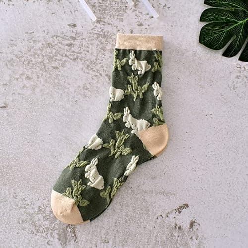 BOFAYS 5 Pairs Womens Floral Cute Socks Vintage Embroidered Plant Socks for Women Teens Cotton Cozy Ankle Sock thumbnail 8