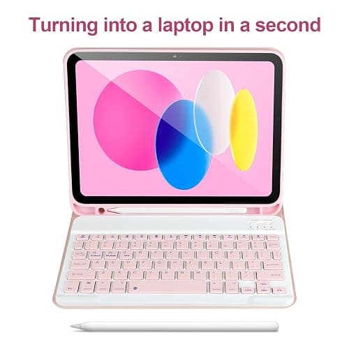 APHBZGE iPad 10th Generation Case with Keyboard,Keyboard Case for iPad 10th Gen 2022 10.9’’Keyboard for iPad 10th Gen with Pencil Holder,Detachable Bluetooth Keyboard Case for iPad 10.9 2022,Pink thumbnail 4