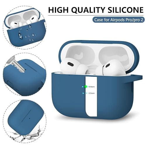 Ljusmicker for AirPods Pro Case Cover with Cleaner Kit,Silicone Protective Cases for Apple AirPod Pro 2nd/1st Generation Case for Women Men,AirPods Pro 2 Case Accessories with Keychain-Cobalt Blue thumbnail 4