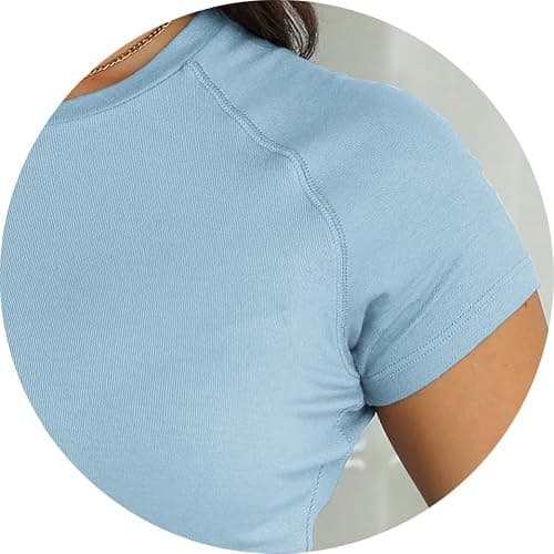 Abardsion Women Casual Raglan Sleeve Crewneck T Shirts - 2025 Summer Basic Activewear Slim Fit Going Out Tops thumbnail 4