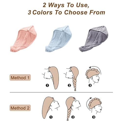 Kldnkig Microfiber Hair Towel for Women: Ideal Christmas Stocking Stuffer for Women, Teen Girls, and Children 3 Pack Drying Wrap Towels Designed for Curly Hair, Anti-Frizz Hair Care Accessory thumbnail 5