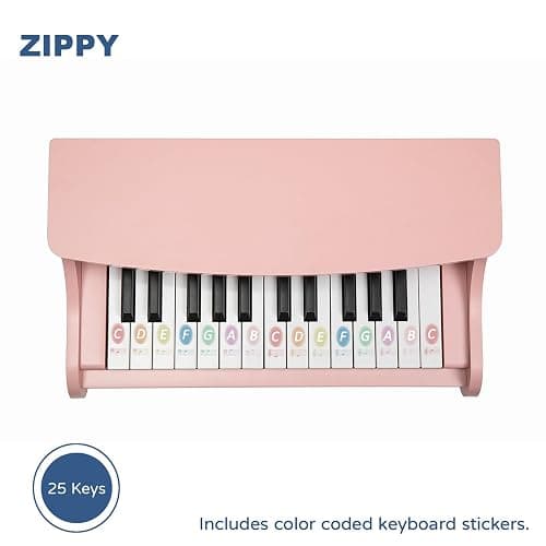 ZIPPY Kids Piano Keyboard, 25 Keys Digital Piano for Kids, Mini Music Educational Instrument Toy, Wood Toy for Toddlers Girls Boys (Pink) thumbnail 5