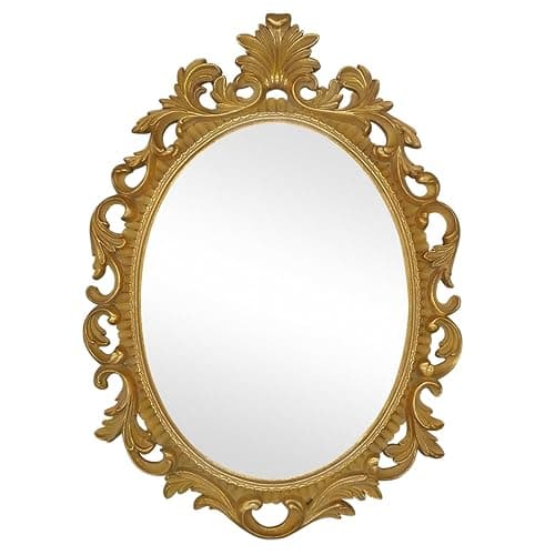 SIMON'S SHOP Gold Vintage Mirror for Wall, Antique Oval Mirrors for Bedroom Living Room, 18 x 13 inches - Image 1