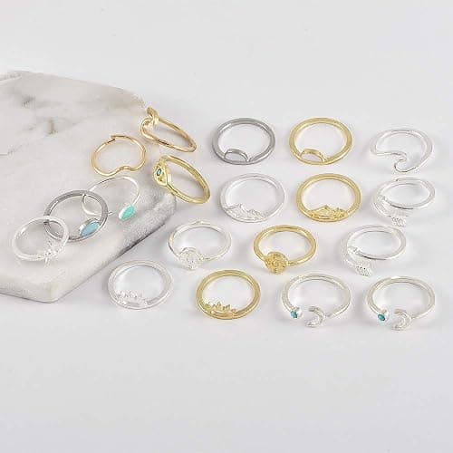 FUTIMELY Boho Retro Stackable Rings Sets for Women Knuckle Joint Finger Knuckle Nail Ring Sets Moon Stars Stack Preppy Statement Rings Cute Trendy Stuff Jewelry - A-1 thumbnail 6