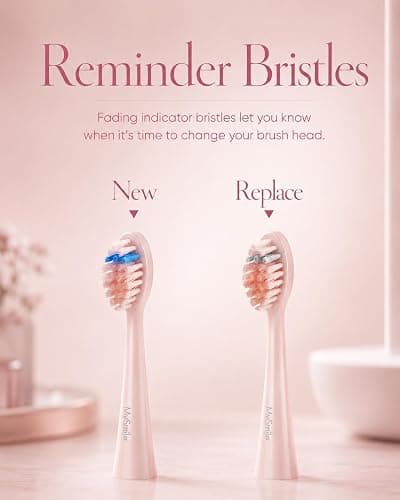 MySmile DY156 Electric Toothbrush for Adults, Rechargeable Sonic Battery Toothbrush Portable with 3 Brush Heads, 2 Mins 5 Modes Smart Timer, 45000VPM, One Charge for 60 Days - Pink thumbnail 6