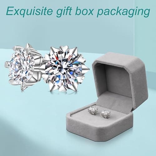 Sterling Silver Zirconia Earrings Stud Earrings-Round Cut D Color VVS1 Clarity Lab Created Diamond Earrings Studs White Gold Plated 925 Sterling Silver Jewelry for Women Men thumbnail 2