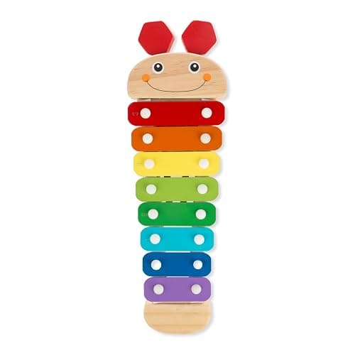 Melissa & Doug Caterpillar Xylophone Musical Toy with Wooden Mallets 15.25" x 6.5" x 1.5", Blue - Image 1