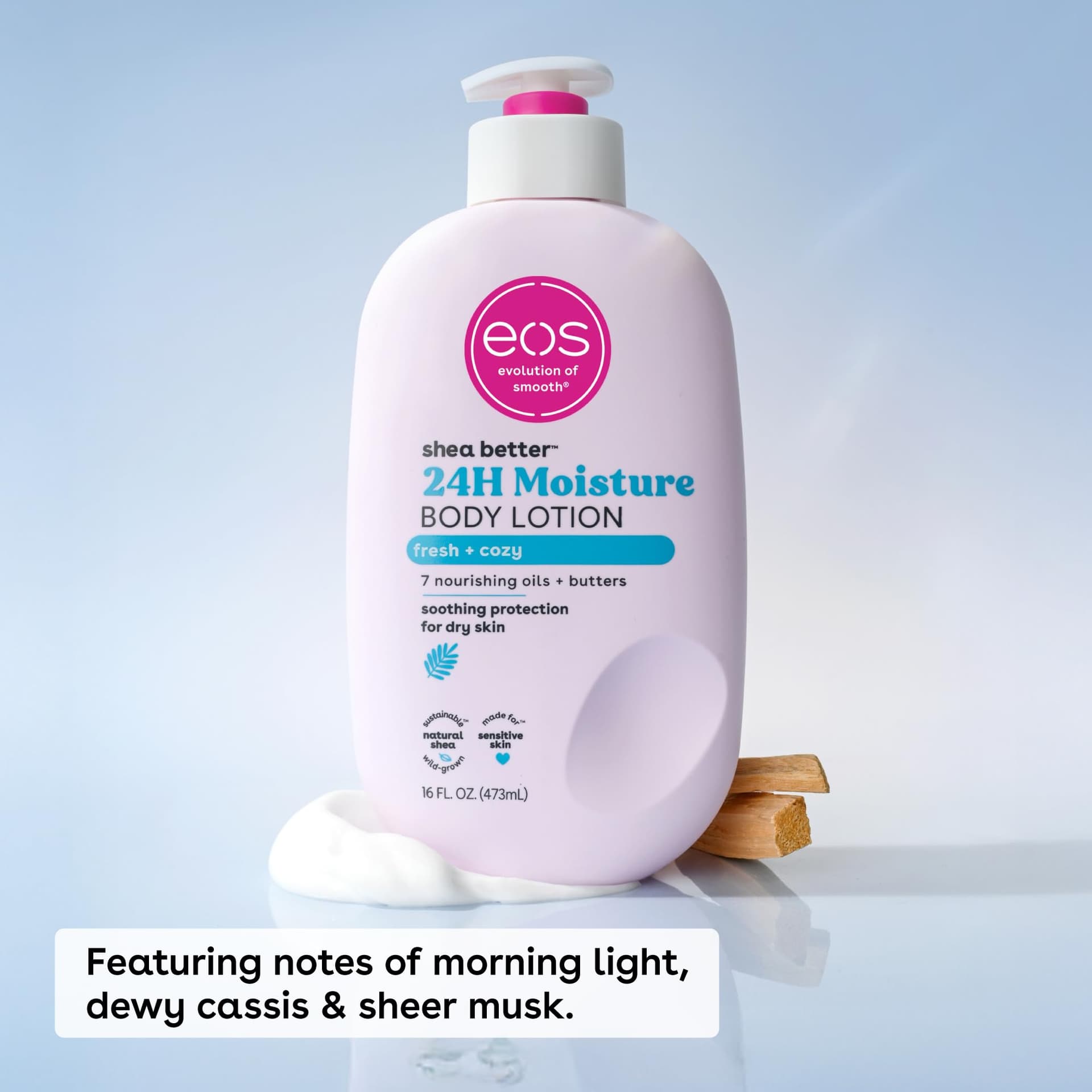 eos Shea Better Body Lotion Fresh & Cozy, 24-Hour Moisture Skin Care, Lightweight & Non-Greasy, Made with Natural Shea, Vegan, 16 fl oz thumbnail 2