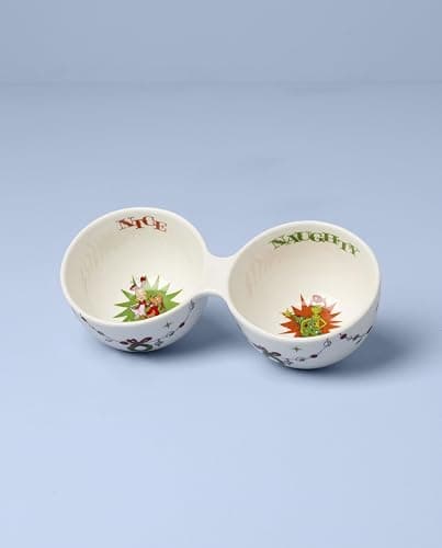 Lenox 898095 Merry Grinchmas Naughty or Nice Double Dip Bowl, Christmas Dish, Festive Holiday Serveware thumbnail 4