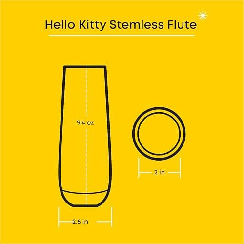 JoyJolt Hello Kitty Stay Gold Stemless Flutes, 9.4oz Drinking Glasses Set of 4, Sanrio Highball Glasses, Kawaii Hello Kitty Kitchen Glass Set Ideal for Water Juice Smoothies, Skinny Tall Glasses thumbnail 3
