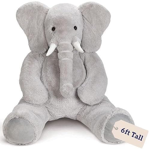 Vermont Teddy Bear Giant Elephant Stuffed Animal - 6 Foot Big Stuffed Elephant Plush from Giant Cuddle Collection - Collectible Plushies for Kids & Adults | Crafted in The USA