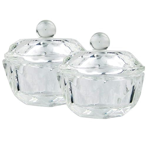 mollensiuer 2Pcs Clear Nail Art Acrylic Liquid Powder Dappen Dish Bowl Glass Crystal Cup Glassware with Lid for Nail Art Manicure Care Tools - Image 1