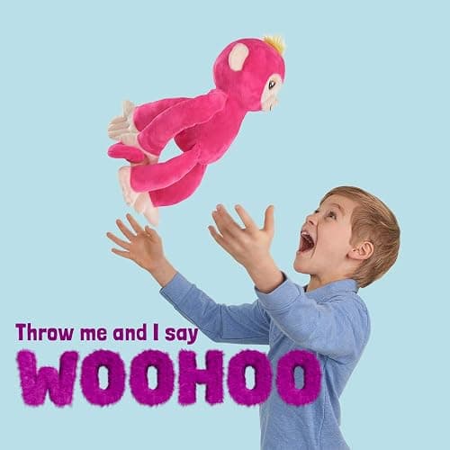 Fingerlings HUGS - Bella (Pink) - Advanced Interactive Plush Baby Monkey Pet - by WowWee thumbnail 4