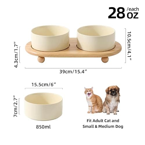 Havniva Raised Cat Bowls Water Bowl 6.1” Elevated Ceramic Cat Food and Water Bowl Whisker Friendly Pet Food Bowls for Indoor Cats, Wide Cat Water Dish Prevent Whisker Fatigue Non Slip Cat Feeder thumbnail 4