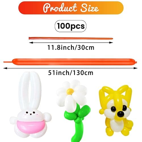 HYKJNBW 100Pcs Color 260 Balloons, Long Balloon for Tying Balloon Arch, Multicolor Long Skinny Balloons for Twisting Ballons Animal balloons Birthday Party Wedding Festival Decorations thumbnail 3