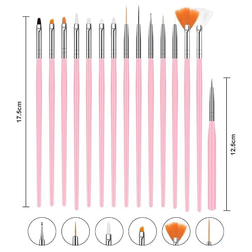 URAQT Nail Art Brushes Set, 15pcs Acrylic Nail Brush Painting Pen and 5pcs Nail Dotting Tools, Nail Pen Designer Nail Art Painting Kit for Diy & Professional Use thumbnail 4