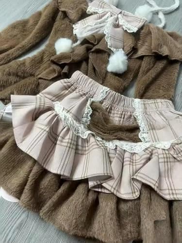 Xojbzoo Women's Y2K Kawaii 2-Piece Set - Long Sleeve Bow Top & Mini Skirt Retro Emo Aesthetic Separable Outfit thumbnail 6