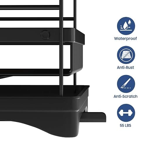 PXYHMUS 2-Tier Large Dish Drying Rack for Kitchen Counter with Drainboard and Cutlery Holder, 2 Tier Dish Drying Rack, Black,16.54" D x 11.81" W x 17.71" H thumbnail 5