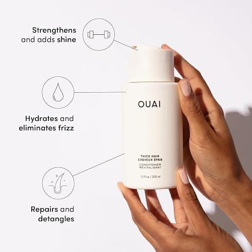 OUAI Thick Hair Shampoo and Conditioner Set - Sulfate Free Shampoo and Conditioner for Thick Hair Care - Moisturizes, Strengthens & Fights Frizz - Made with Keratin & Shea Butter (10 Fl Oz) thumbnail 4