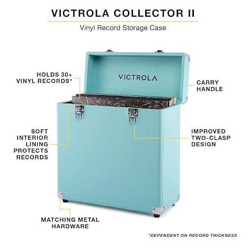 Victrola Collector II (2026 Model) – Vinyl Record Storage Case – Hold 30+ Vinyl Turntable Records, Heavy-Duty Hardware, Soft Interior Lining, Portable Box with Carry Handle (Pink) thumbnail 2