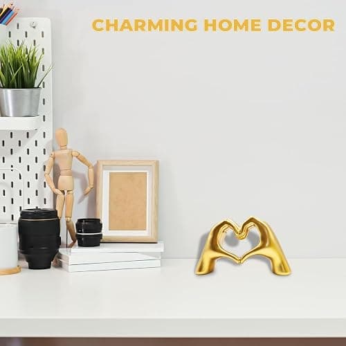MinrzPet Home Decor, Gold Heart Hands Sculpture, Love Shack Fancy Decor, Decoraciones para Sala, Entry Way Table Home Decor, Gold Statue for Living Room, Bedroom, Office, Table, Bookshelf thumbnail 5