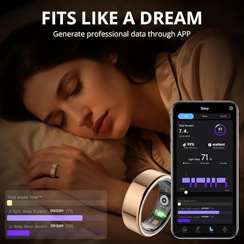 COLMI R02 Smart Ring, a Smart Ring for Women and Men, with a Charging case, Supports Heart Rate, Blood Oxygen, Sleep Health Monitoring, and Sports Tracking Ring. (Rose Gold, 7#) thumbnail 4