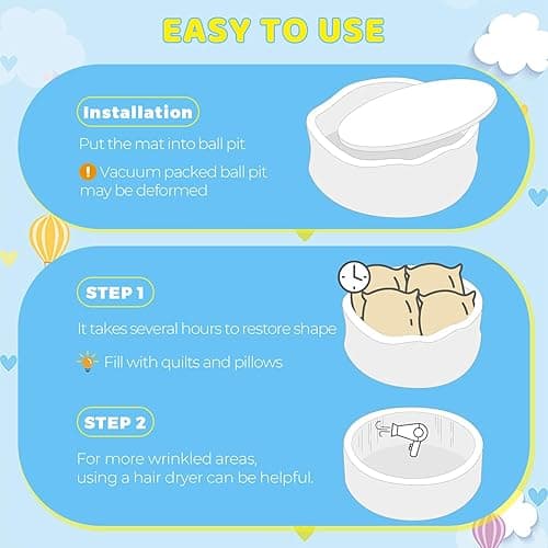HARBOLLE Baby Ball Pit Soft Round Memory Foam Ball Pits NOT Included Balls Indoor Outdoor Playpen for Babies Toddlers Kids Infants for Girls Boys, White - No Balls- White thumbnail 8