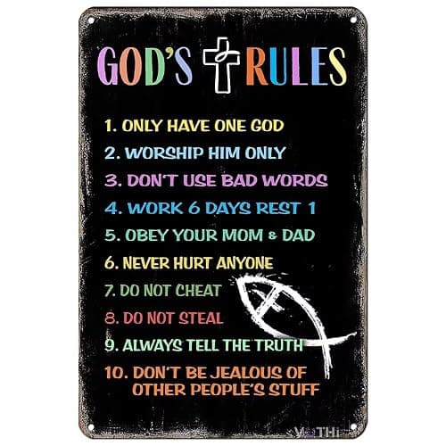 VOTHI Ten Commandments Metal Signs, Religious Bible Verse Wall Art,8x12 In | Aluminum,Christian Scripture, Home Decoration Sign, Boys Girls Bedroom - Image 1