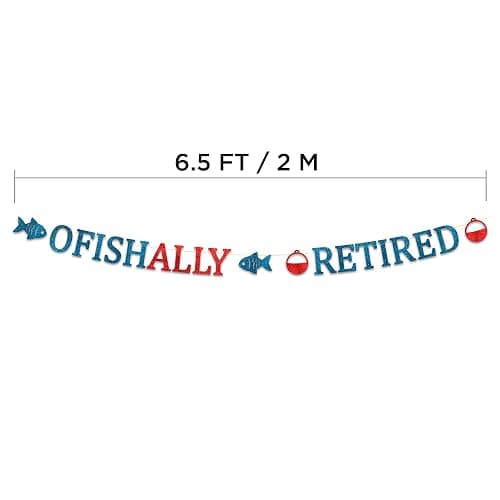 Ofishally Retired Glitter Banner - Funny Retirement Party Supplies, Gifts and Decorations - Fishing Gift - Fishing Themed Party thumbnail 3