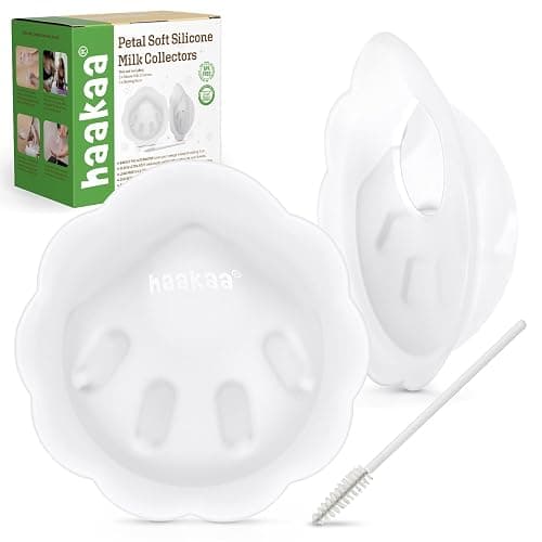haakaa Petal Soft Silicone Milk Collector for Breastfeeding - 2PCS | Discreet Leak-Protection Breast Milk Saver, Reusable Breast Shells Milk Collection Cup for Breastfeeding with Cleaning Brush - Image 1