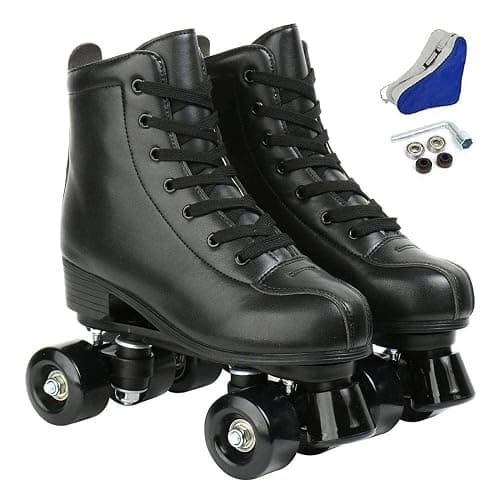 XUDREZ Double-Row Roller Skates for Unisex - PU Leather High-Top Four-Wheel Shiny Skates thumbnail 2