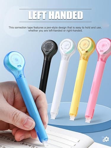 Alopuxi 5pcs Correction Tape Pen, White, 1/5" x 236", Push-pull Protective Cover thumbnail 4