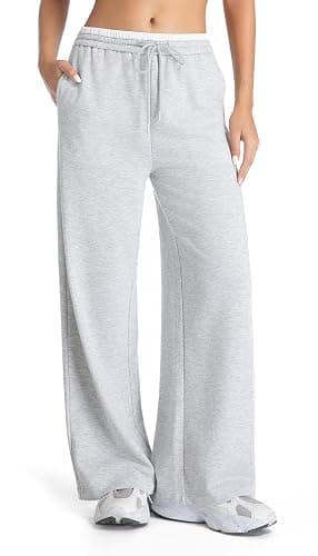 EG CHRIS G Womens Sweatpants Mid Waist Drawstring Baggy Wide Leg Pants Casual Trousers Jogger Pants with Pocket - Image 1