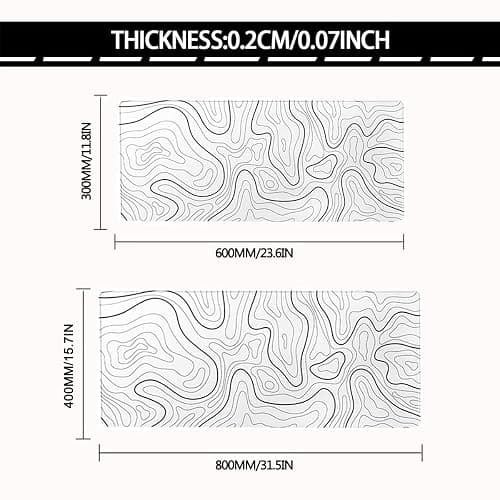 Rcege Large Mouse Pad for Desk - Gaming Mouse Pad with Stitched Edges, Anti-Slip Base for Keyboard and Mouse(White Line, 31.5L x 15.8W inches) thumbnail 2
