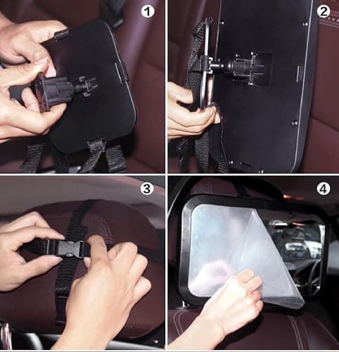 Shynerk Baby Car Mirror, Rear Facing Car Seat Mirror Safety for Infant Newborn, Baby Mirror with Wide Rearview & 360° Rotation, Shatterproof & Easy Assembled Crash Tested thumbnail 6