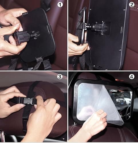 Shynerk Baby Car Mirror, Rear Facing Car Seat Mirror Safety for Infant Newborn, Baby Mirror with Wide Rearview & 360° Rotation, Shatterproof & Easy Assembled Crash Tested thumbnail 7