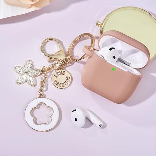 Case for Apple Airpods 4 - VISOOM Airpods 4 Cases 2024 Cover Women Anti-Drop Silicone iPods 4 Earbuds Wireless Accessorie Charging Cases Girl Bling Keychain for Airpod iPods 4th Generation thumbnail 2