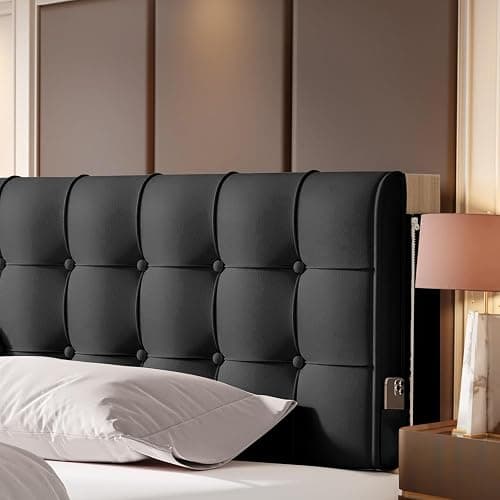 BCU Headboard Pillow Twin XL Upholstered Comfy Back Rest Pillow Bed Wedge Pillow for Headboard in College Dorm Bed Sofa Reading Chair, Black - Image 1