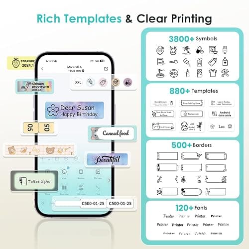 Phomemo Label Maker, D30 Portable Bluetooth Label Maker Machine with Tape, Small Mini Label Printer, Multiple Templates Fonts Icon Labeler for Home, School, Office thumbnail 6