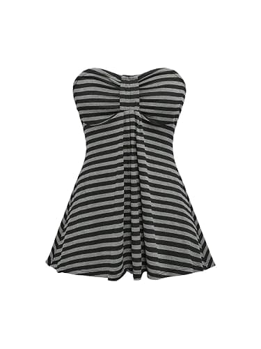 SOLY HUX Women's Y2k Striped Bandeau Tube Top Vintage Party Strapless Flowy Vest Shirts - Image 1