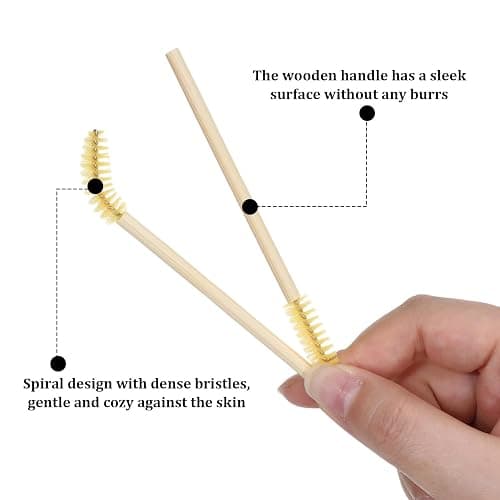 100 Pcs Disposable Mascara Wands, Premium Bamboo Spooly Brushes | for Eyelash Extensions, Professional Makeup Kits Lash Extension Tool, Gentle Eyelash Eyebrow Applicator Sticks (Yellow) thumbnail 4