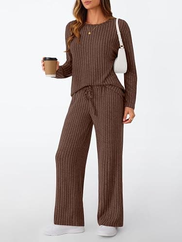 LILLUSORY Womens Lounge Sets 2 Piece Matching Pajamas Fall Fashion 2025 Ribbed Knit Outfits Long Sleeve Casual Sweatsuits thumbnail 3