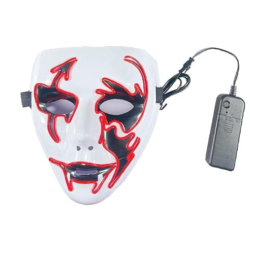 Sucaicuo Halloween Mask Purge Masks - LED Glowing Scary Light-Up Face Costume Cosplay, Purge Costumes for Women Men - Image 1