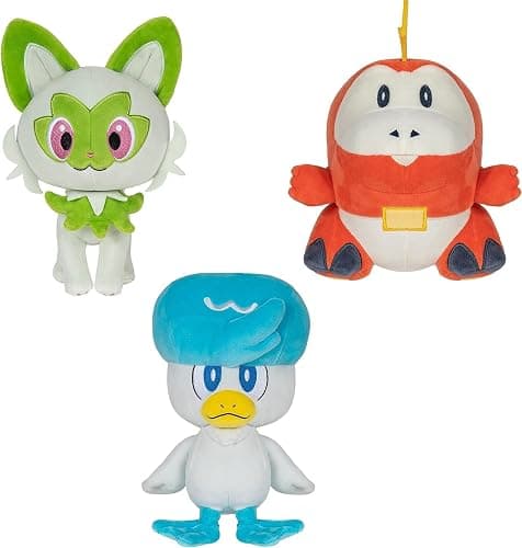 Pokémon Paldea First Partner Plush 3 Pack - 8-Inch Pokémon Plush of Fuecoco, Quaxly, and Sprigatito thumbnail 4