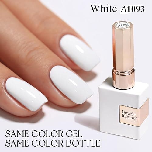 Double Rhythm 15ML Gel Nail Polish Pure Sheer Same Color Same Bottle Soak Off Gel Polish Art Manicure Salon DIY at Home for Women (White-A1093) thumbnail 3