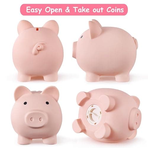 PJDRLLC Piggy Bank, Unbreakable Plastic Money Bank, Coin Bank for Girls and Boys, Medium Size Piggy Banks, Practical Gifts for Birthday, Easter, Christmas (Flesh-Colour) thumbnail 5