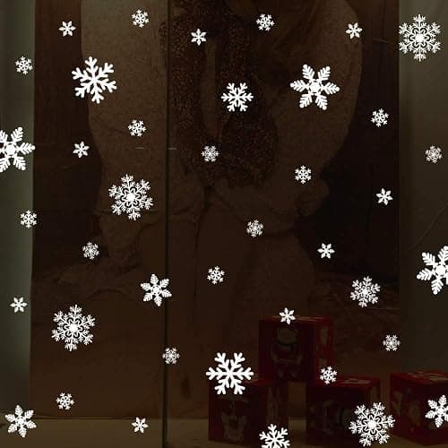 LUDILO 135Pcs Christmas Window Clings Snowflakes Window Decals Static Window Stickers for Christmas Decorations Windows Décor Ornaments Xmas Party Supplies Thanksgiving Party Décor thumbnail 7